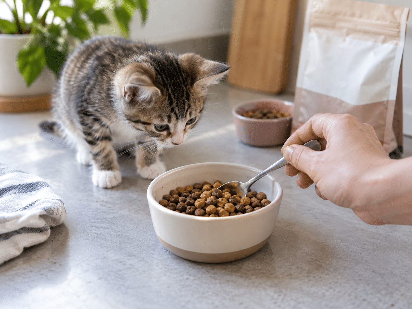 Котенок и сухой корм